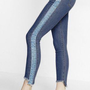 Express Mid-rise Raw Hem Crop Skinny Jeans, 10 Short